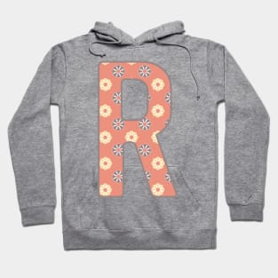 MONOGRAM LETTER R PINK FLORAL TYPOGRAPHY DESIGN Hoodie